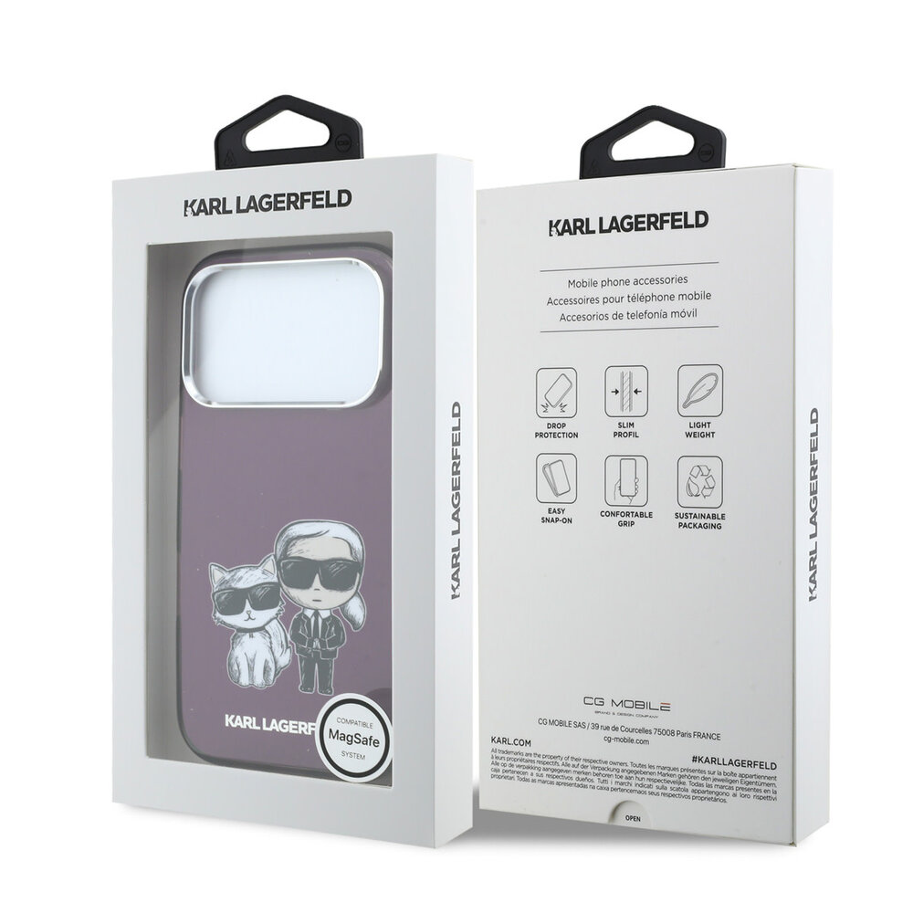 Karl Lagerfeld Karl iPhone 18 Pro Max Hoesje harde behuizing - MagSafe - IML - KC Bodies Sketch-print Bordeauxrood Karl Lagerfeld Karl iPhone 18 Pro Max Hoesje harde behuizing - MagSafe - IML - KC Bodies Sketch-print Bordeauxrood