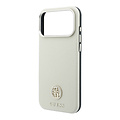 Guess Guess iPhone 18 Pro/iPhone 17 Pro Hartschalenhülle MagSafe SW Genarbtes PU Rundes Strasslogo - Beige
