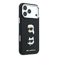 Karl Lagerfeld Karl Lagerfeld iPhone 18 Pro Max/iPhone 17 Pro Max Hartschalenhülle SW PU Saffiano Karl und Choupette Kopf-Anstecker Logo - Schwarz