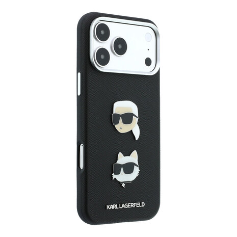 Karl Lagerfeld Karl iPhone 18 Pro Max Coque structure rigide - SW - PU - Saffiano - insignes K&C Heads - logo Noir Karl Lagerfeld Karl iPhone 18 Pro Max Coque structure rigide - SW - PU - Saffiano - insignes K&C Heads - logo Noir