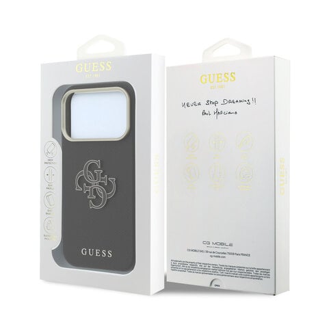 Guess Guess iPhone 18 Pro Max Hoesje harde behuizing - SW - generfd PU - groot logo van hars Zwart