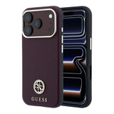 Guess Guess iPhone 18 Pro Max Hoesje harde behuizing - MagSafe - SW - generfd PU - rond strasslogo Bordeauxrood