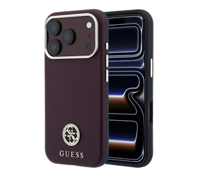 Guess Guess iPhone 18 Pro Max Hoesje harde behuizing - MagSafe - SW - generfd PU - rond strasslogo Bordeauxrood