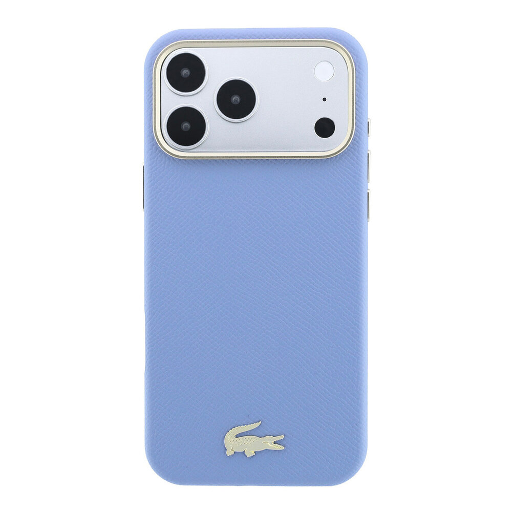 Lacoste Lacoste iPhone 18 Pro Max Hoesje harde behuizing - MagSafe - PVC - Champs Elysees - reliëf Lichtblauw