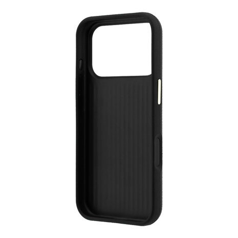 Guess Guess iPhone 18 Pro Max Hoesje harde behuizing - SW - generfd PU - groot logo van hars Zwart