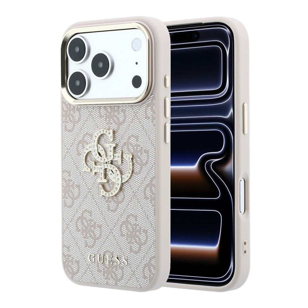 Guess Guess iPhone 18 Pro Hoesje harde behuizing - 4G - PU - groot strasslogo Roze Guess Guess iPhone 18 Pro Hoesje harde behuizing - 4G - PU - groot strasslogo Roze