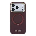 Guess Guess iPhone 18 Pro Max/iPhone 17 Pro Max Hartschalenhülle MagSafe Genarbtes PU 360° Ringständer Klassisches Logo - Bordeaux