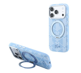 Lacoste Lacoste iPhone 18 Pro Max Hoesje harde behuizing - MagSafe - PVC - The Blend - ringstandaard Lichtblauw