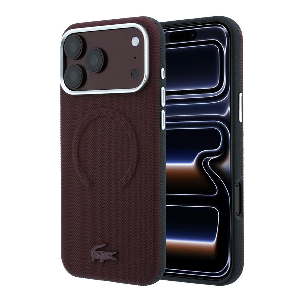 Lacoste Lacoste iPhone 18 Pro Max Hülle Hartschale - MagSafe - PVC - Petit Pique - Prägung Bordeauxrot Lacoste Lacoste iPhone 18 Pro Max Hülle Hartschale - MagSafe - PVC - Petit Pique - Prägung Bordeauxrot