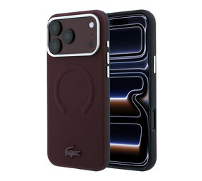 Lacoste Lacoste iPhone 18 Pro Max Hülle Hartschale - MagSafe - PVC - Petit Pique - Prägung Bordeauxrot Lacoste Lacoste iPhone 18 Pro Max Hülle Hartschale - MagSafe - PVC - Petit Pique - Prägung Bordeauxrot