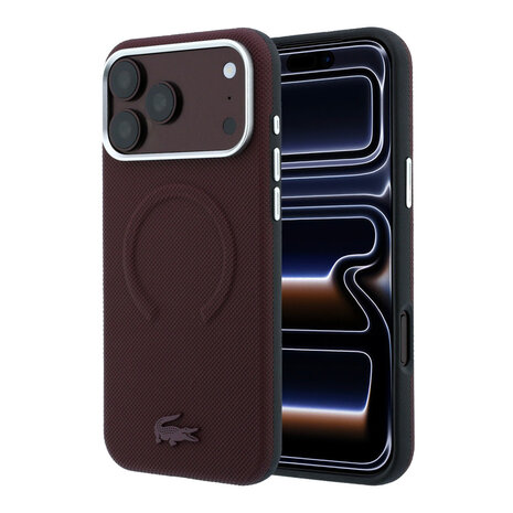 Lacoste Lacoste iPhone 18 Pro Max Hülle Hartschale - MagSafe - PVC - Petit Pique - Prägung Bordeauxrot Lacoste Lacoste iPhone 18 Pro Max Hülle Hartschale - MagSafe - PVC - Petit Pique - Prägung Bordeauxrot