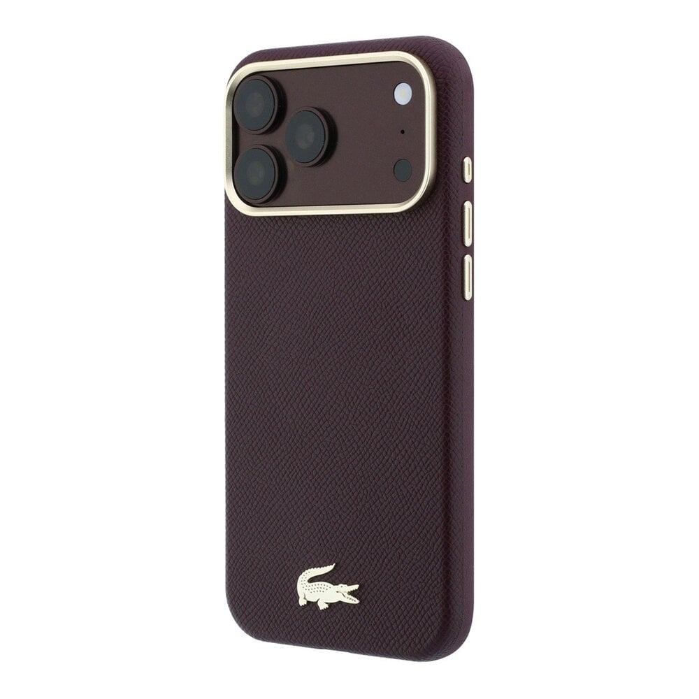 Lacoste Lacoste iPhone 18 Pro Max Hoesje harde behuizing - MagSafe - PVC - Champs Elysees - reliëf Bordeauxrood