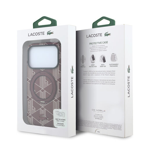 Lacoste Lacoste iPhone 18 Pro/iPhone 17 Pro Hard Case MagSafe PVC The Blend Ring Stand - Burgundy