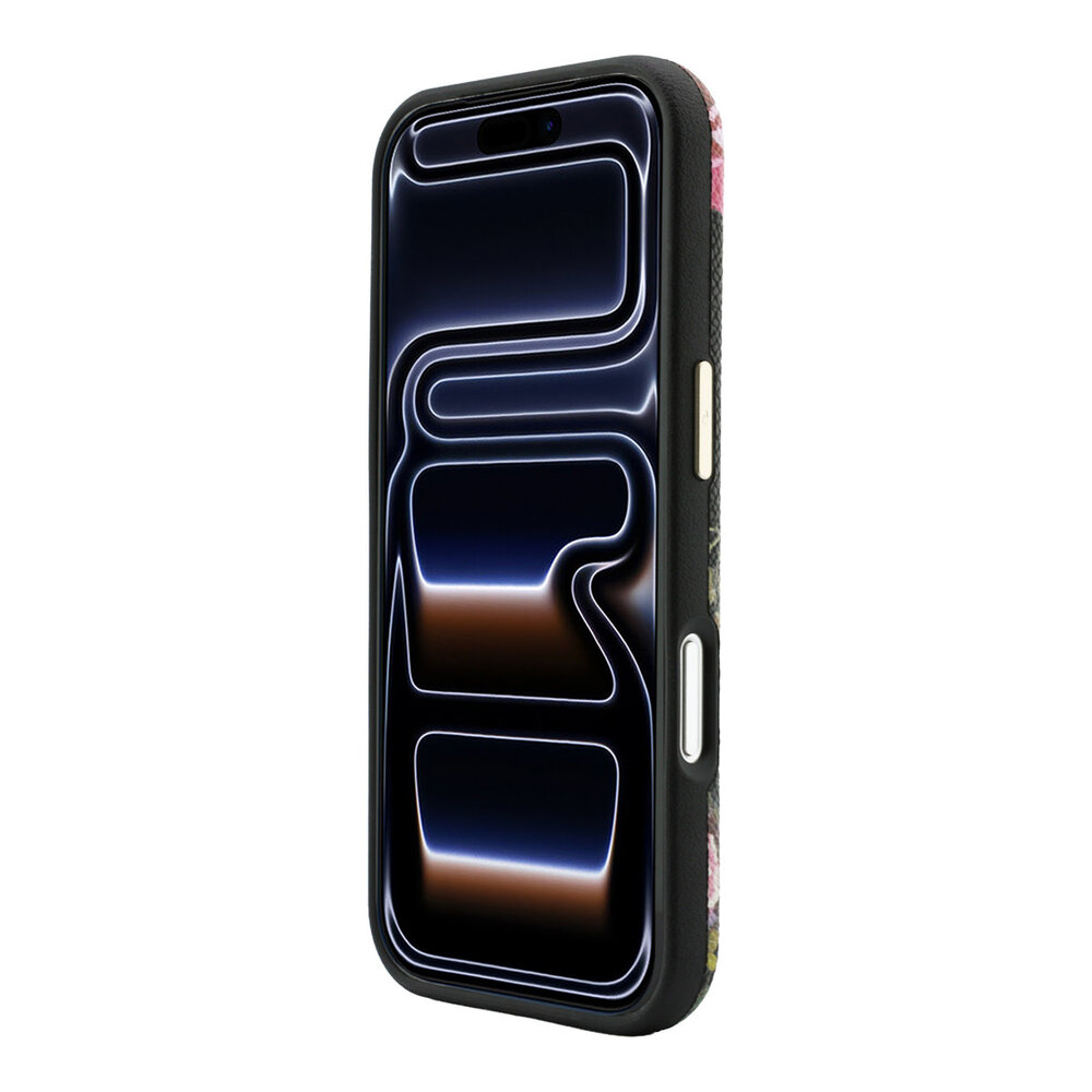 Guess Guess iPhone 18 Pro Max Hoesje harde behuizing - MagSafe - SW - PU - Blossom Roses-print Zwart Guess Guess iPhone 18 Pro Max Hoesje harde behuizing - MagSafe - SW - PU - Blossom Roses-print Zwart