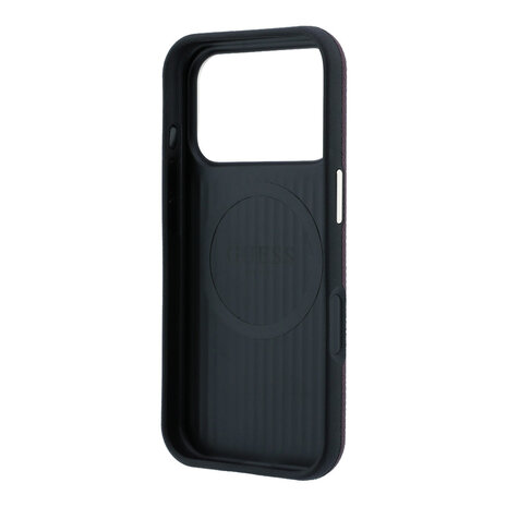 Guess Guess iPhone 18 Pro Max Hoesje harde behuizing - MagSafe - SW - generfd PU - rond strasslogo Bordeauxrood Guess Guess iPhone 18 Pro Max Hoesje harde behuizing - MagSafe - SW - generfd PU - rond strasslogo Bordeauxrood