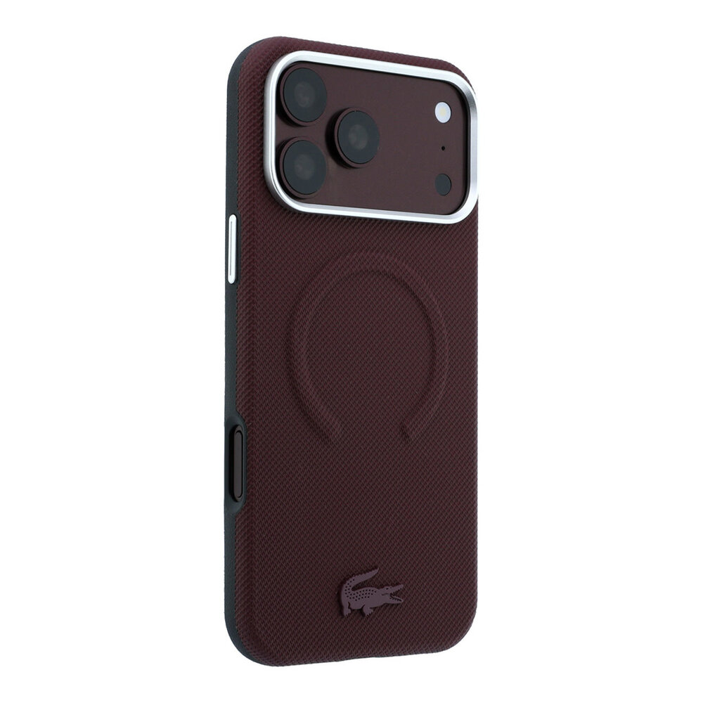 Lacoste Lacoste iPhone 18 Pro Max Hülle Hartschale - MagSafe - PVC - Petit Pique - Prägung Bordeauxrot Lacoste Lacoste iPhone 18 Pro Max Hülle Hartschale - MagSafe - PVC - Petit Pique - Prägung Bordeauxrot