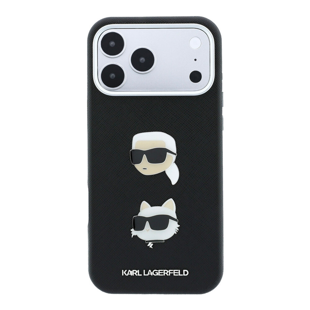 Karl Lagerfeld Karl iPhone 18 Pro Max Case hard shell - SW - PU - Saffiano - K&C Heads pins - logo Black Karl Lagerfeld Karl iPhone 18 Pro Max Case hard shell - SW - PU - Saffiano - K&C Heads pins - logo Black