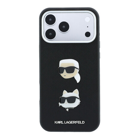 Karl Lagerfeld Karl iPhone 18 Pro Max Hoesje harde behuizing - SW - PU - Saffiano - K&C Heads-pins - logo Zwart