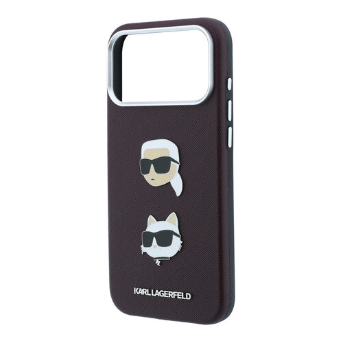 Karl Lagerfeld Karl Lagerfeld iPhone 18 Pro/iPhone 17 Pro Hartschalenhülle SW PU Saffiano Karl und Choupette Kopf-Anstecker Logo - Bordeaux