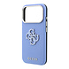 Guess Guess iPhone 18 Pro Hoesje harde behuizing - SW - generfd PU - groot logo van hars Lichtblauw Guess Guess iPhone 18 Pro Hoesje harde behuizing - SW - generfd PU - groot logo van hars Lichtblauw