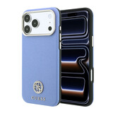 Guess Guess iPhone 18 Pro Hoesje harde behuizing - MagSafe - SW - generfd PU - rond strasslogo Lichtblauw
