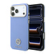 Guess Guess iPhone 18 Pro Coque structure rigide - MagSafe - SW - PU grainé - logo rond en strass Bleu clair