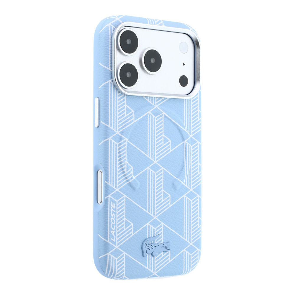 Lacoste Lacoste iPhone 18 Pro Max Hoesje harde behuizing - MagSafe - PVC - The Blend - reliëf Lichtblauw