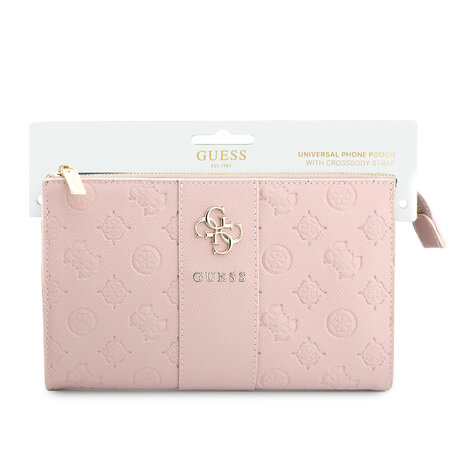Guess Guess Phone pouch Peony - PU - 4G logo - classic logo - stripe pattern Pink Guess Guess Phone pouch Peony - PU - 4G logo - classic logo - stripe pattern Pink