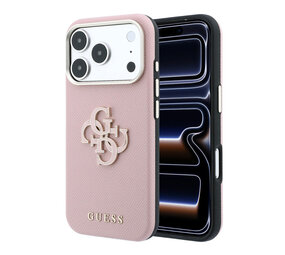 Guess Guess iPhone 18 Pro Hoesje harde behuizing - SW - generfd PU - groot logo van hars Roze