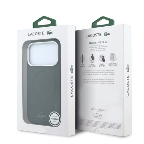 Lacoste Lacoste iPhone 18 Pro Hoesje harde behuizing - MagSafe - PVC - Petit Pique - reliëf Sinople Lacoste Lacoste iPhone 18 Pro Hoesje harde behuizing - MagSafe - PVC - Petit Pique - reliëf Sinople