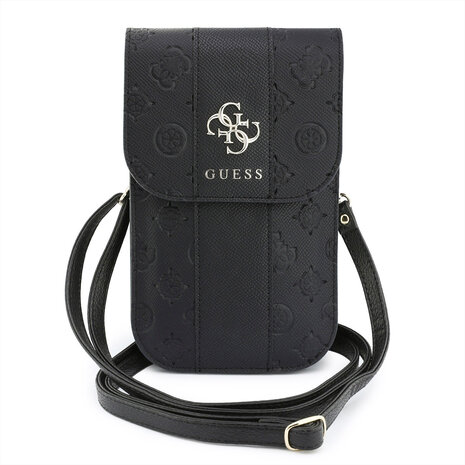 Guess Guess Phone pouch Peony - PU - 4G logo - classic logo - stripe pattern - carrying strap Black Guess Guess Phone pouch Peony - PU - 4G logo - classic logo - stripe pattern - carrying strap Black