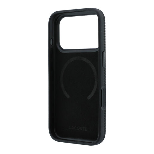 Lacoste Lacoste iPhone 18 Pro/iPhone 17 Pro Hartschalenhülle MagSafe PVC Petit Piqué Ringständer - Schwarz