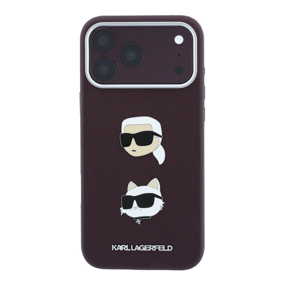 Karl Lagerfeld Karl iPhone 18 Pro Max Hülle Hartschale - SW - PU - Saffiano - K&C Heads-Anstecker - Logo Bordeauxrot Karl Lagerfeld Karl iPhone 18 Pro Max Hülle Hartschale - SW - PU - Saffiano - K&C Heads-Anstecker - Logo Bordeauxrot