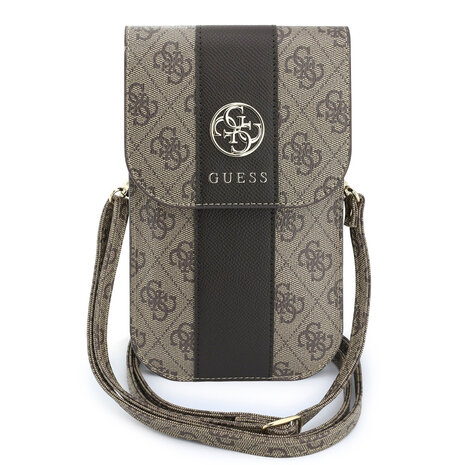 Guess Guess Phone pouch 4G - PU - round 4G logo - classic logo - stripe pattern - carrying strap Brown Guess Guess Phone pouch 4G - PU - round 4G logo - classic logo - stripe pattern - carrying strap Brown
