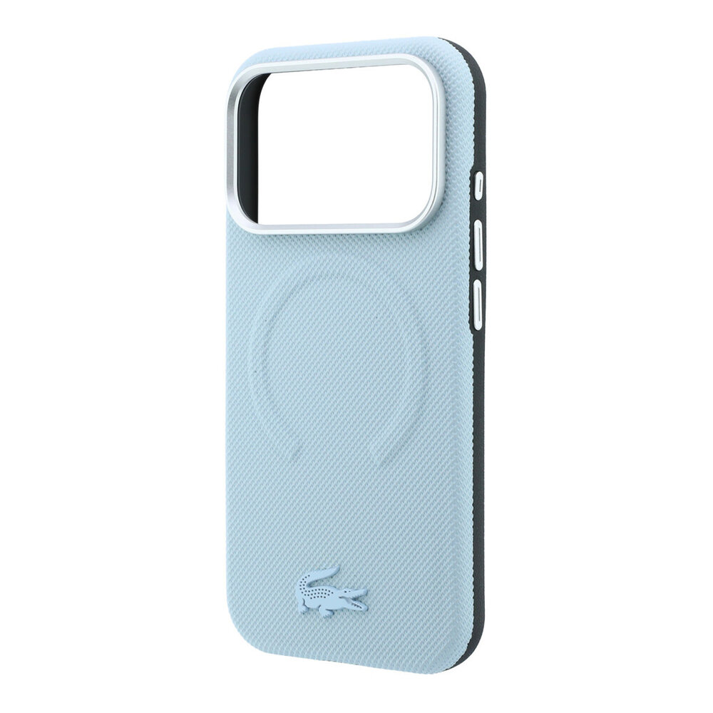 Lacoste Lacoste iPhone 18 Pro Max Hoesje harde behuizing - MagSafe - PVC - Petit Pique - reliëf Lichtblauw