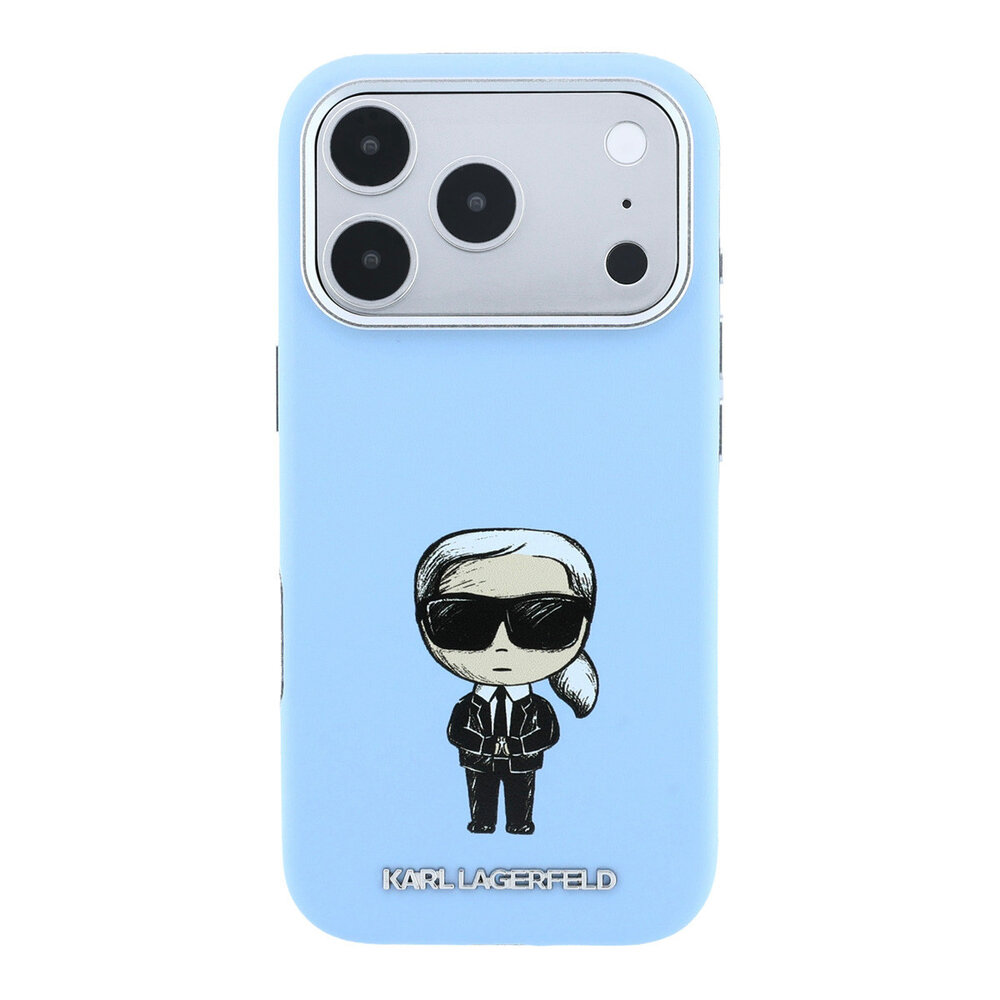 Karl Lagerfeld Karl iPhone 18 Pro Coque structure rigide - MagSafe - SW - PU lisse - Ikonik Sketch Bleu clair Karl Lagerfeld Karl iPhone 18 Pro Coque structure rigide - MagSafe - SW - PU lisse - Ikonik Sketch Bleu clair
