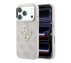Guess Guess iPhone 18 Pro Max Case hard shell - 4G - PU - large rhinestone logo Pink Guess Guess iPhone 18 Pro Max Case hard shell - 4G - PU - large rhinestone logo Pink