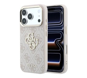 Guess Guess iPhone 18 Pro Max Hoesje harde behuizing - 4G - PU - groot strasslogo Roze