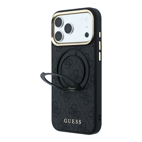 Guess Guess iPhone 18 Pro Coque structure rigide - MagSafe - anneau support à 360 degrés - 4G - PU - logo classique Noir Guess Guess iPhone 18 Pro Coque structure rigide - MagSafe - anneau support à 360 degrés - 4G - PU - logo classique Noir