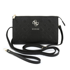 Guess Pochette pour téléphone Peony - PU - logo 4G - logo classique - motif à rayures Noir