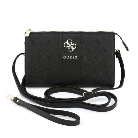 Guess Guess Telefoontas Peony - PU - 4G-logo - klassiek logo - streeppatroon Zwart Guess Guess Telefoontas Peony - PU - 4G-logo - klassiek logo - streeppatroon Zwart