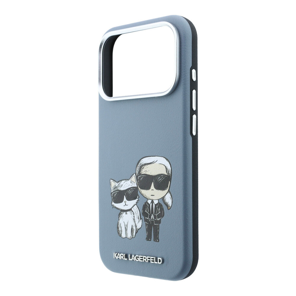 Karl Lagerfeld Karl iPhone 18 Pro Hoesje harde behuizing - MagSafe - SW - glad PU - KC Bodies Sketch Lichtblauw