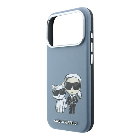 Karl Lagerfeld Karl iPhone 18 Pro Hoesje harde behuizing - MagSafe - SW - glad PU - KC Bodies Sketch Lichtblauw