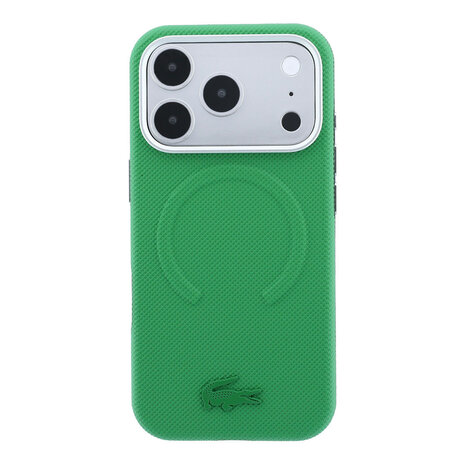 Lacoste Lacoste iPhone 18 Pro Hoesje harde behuizing - MagSafe - PVC - Petit Pique - reliëf Groen (Estragon)