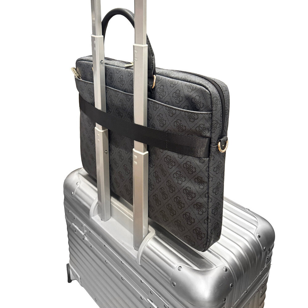 Guess Guess Laptoptas 4G - PU - rond 4G-logo - klassiek logo - streeppatroon - 16 inch Zwart