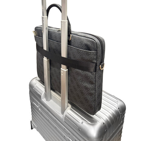 Guess Guess Laptoptas 4G - PU - rond 4G-logo - klassiek logo - streeppatroon - 16 inch Zwart