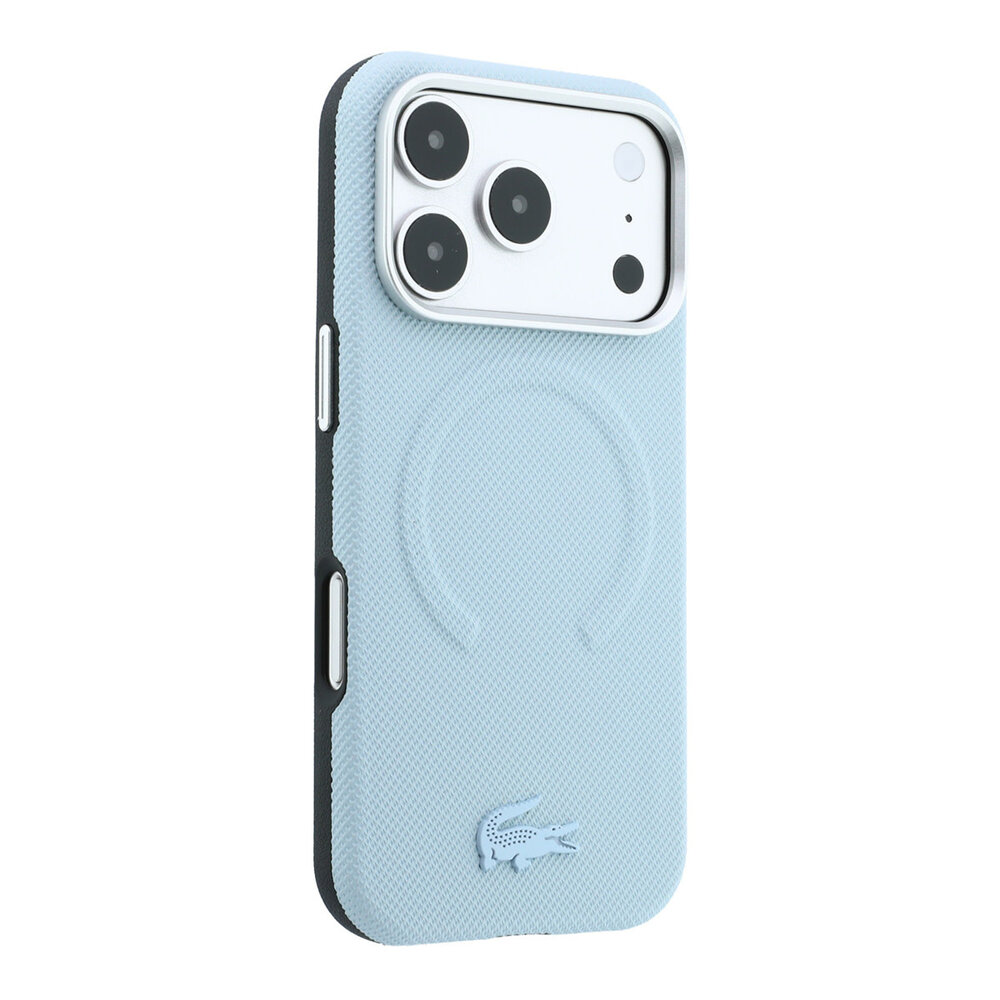 Lacoste Lacoste iPhone 18 Pro Max Hoesje harde behuizing - MagSafe - PVC - Petit Pique - reliëf Lichtblauw