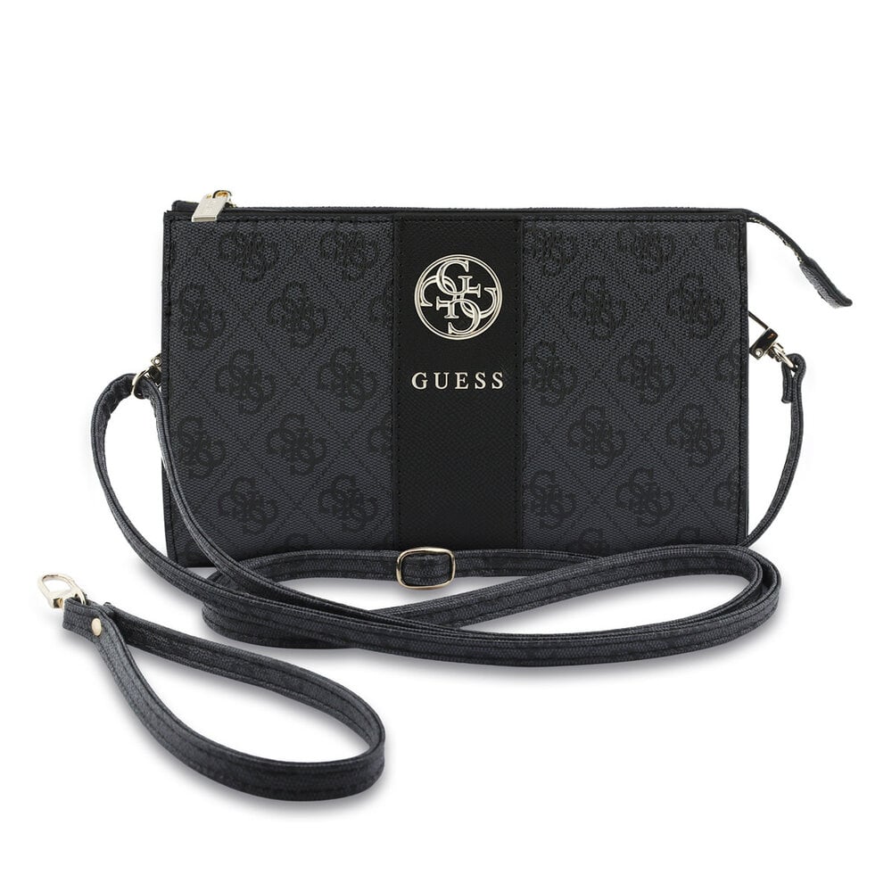 Guess Guess Telefoontas 4G - PU - rond 4G-logo - klassiek logo - streeppatroon Zwart Guess Guess Telefoontas 4G - PU - rond 4G-logo - klassiek logo - streeppatroon Zwart