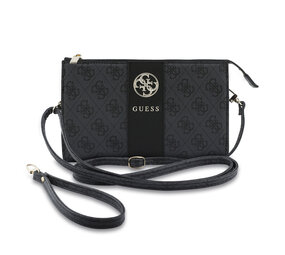 Guess Guess Telefoontas 4G - PU - rond 4G-logo - klassiek logo - streeppatroon Zwart