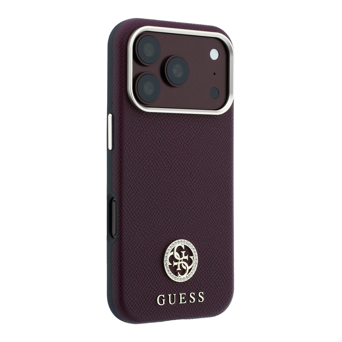 Guess Guess iPhone 18 Pro Max Hoesje harde behuizing - MagSafe - SW - generfd PU - rond strasslogo Bordeauxrood, foto 3 van 6
